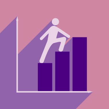 Düz gölge simgesiyle adam zamanında tırmanıyor.