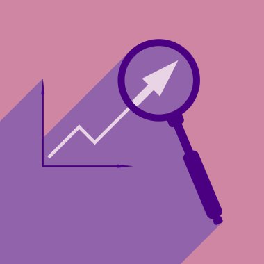 Düz gölge simgesi ekonomik grafik ve yakınlaştırma ile