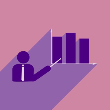 Düz gölge simgesi insani ve ekonomik grafik ile