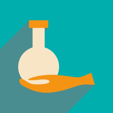 Düz gölge simgesi ve mobil uygulama kimyasallar ile