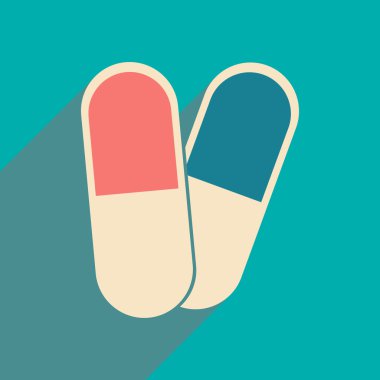 Düz gölge simgesi ve mobil uygulama İlaç sanayii ile