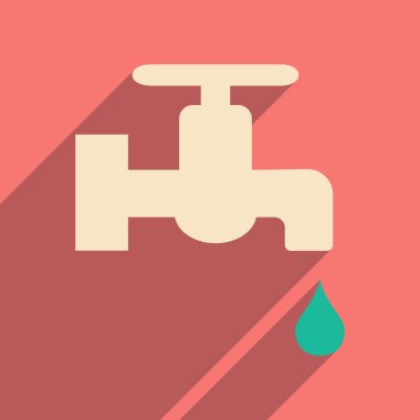 Düz gölge simgesi ve mobil uygulama mutfak musluk ile