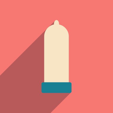 Düz gölge simgesi ve mobil uygulama prezervatif ile