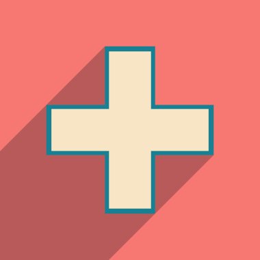 Düz gölge simgesi ve mobil uygulama eczane logo ile