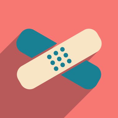 Düz gölge simgesi ve mobil uygulama tıbbi sıva ile