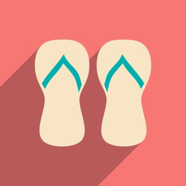 Düz gölge ile simge ve mobil uygulama beach flip flop