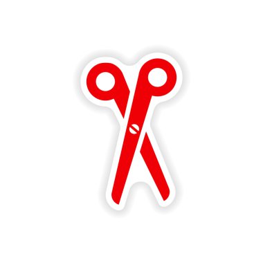 şık kağıt etiket üzerinde beyaz arka plan makas