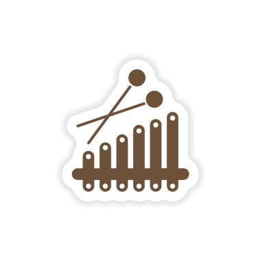 Beyaz arka planda ksilofon şık kağıt etiket