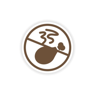 Beyaz arka plan et yasağı bulunan şık kağıt etiket