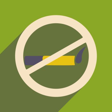 Düz gölge simgesi ve mobil uygulama izin verilen sigara ile