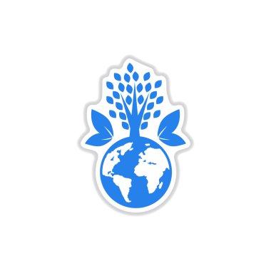 Beyaz arka plan toprak bitkiler üzerinde kağıt etiket