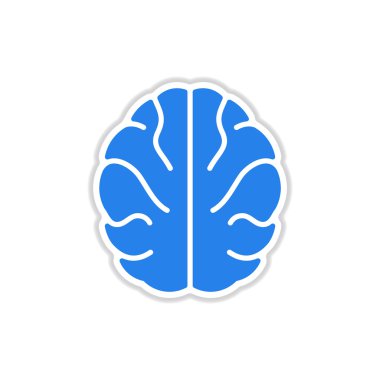 Beyaz arka plan insan beyni üzerinde kağıt etiket