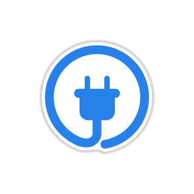 Kağıt etiket beyaz arka plan güç soketi