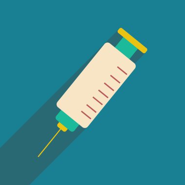 düz gölge simgesi ve mobil uygulama şırınga ile