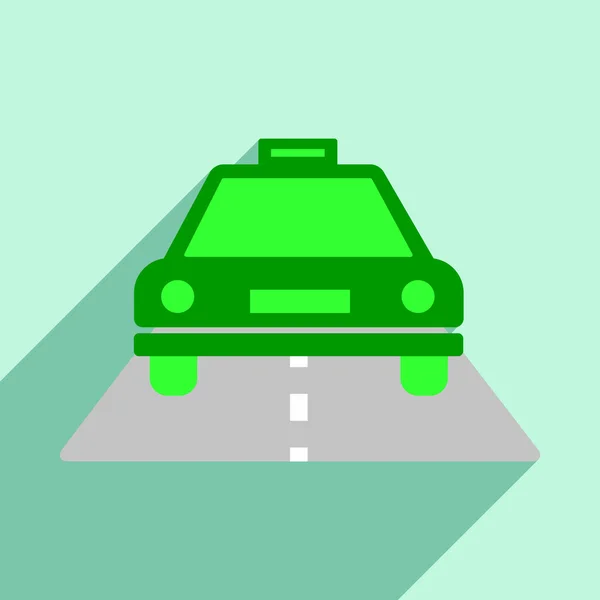 Piso con icono de sombra y aplicación móvil taxi — Vector de stock