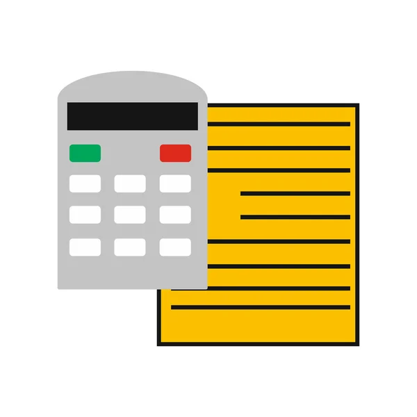 Moderna carta icona piatta e calcolatrice su sfondo bianco — Vettoriale Stock
