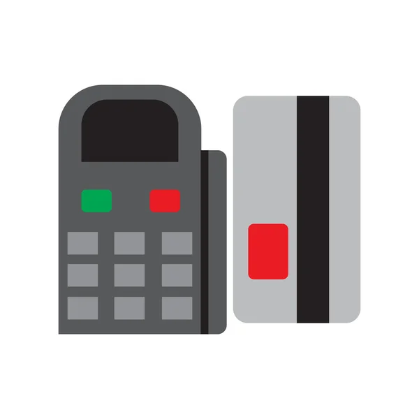 Modern lapos ikon bankkártyával és terminál-fehér háttér — Stock Vector