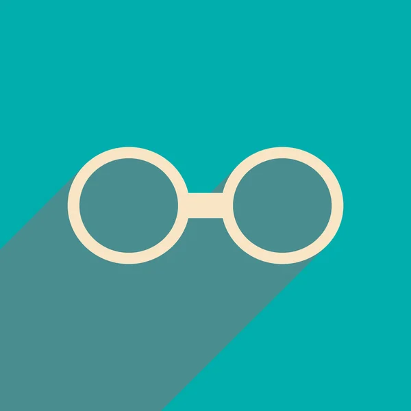 Datar dengan ikon bayangan dan kacamata aplikasi seluler - Stok Vektor