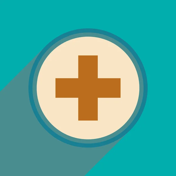 Plat avec icône d'ombre et logo d'application mobile soins médicaux — Image vectorielle
