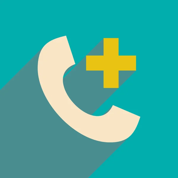 Lapos, árnyék ikon és a mobil alkalmazás online orvosi ellátás — Stock Vector