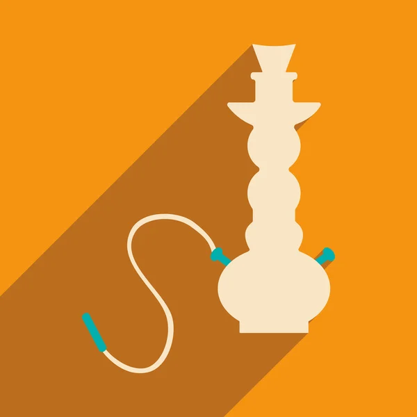 Flat with shadow icon and mobile application hookah shisha — Stock Vector