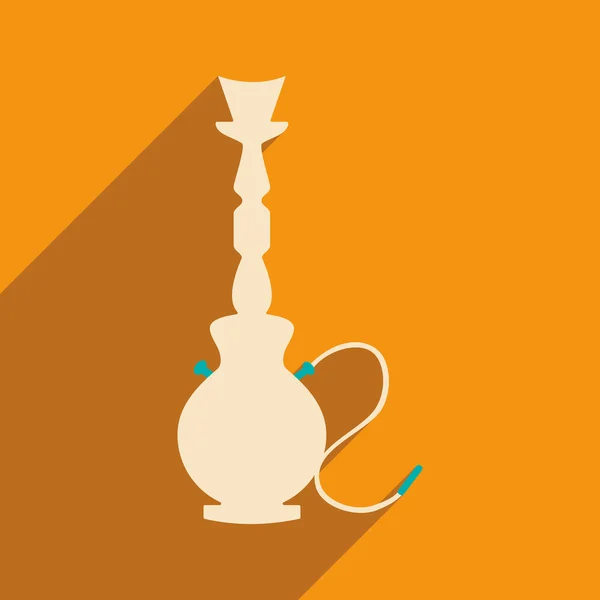 Piso con icono de sombra y aplicación móvil hookah shisha — Vector de stock