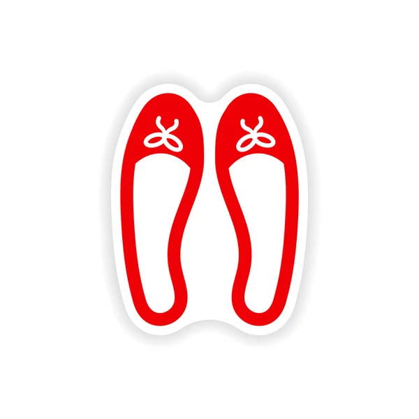 Snygga papper klistermärke på vit bakgrund kvinnors skor — Stock vektor