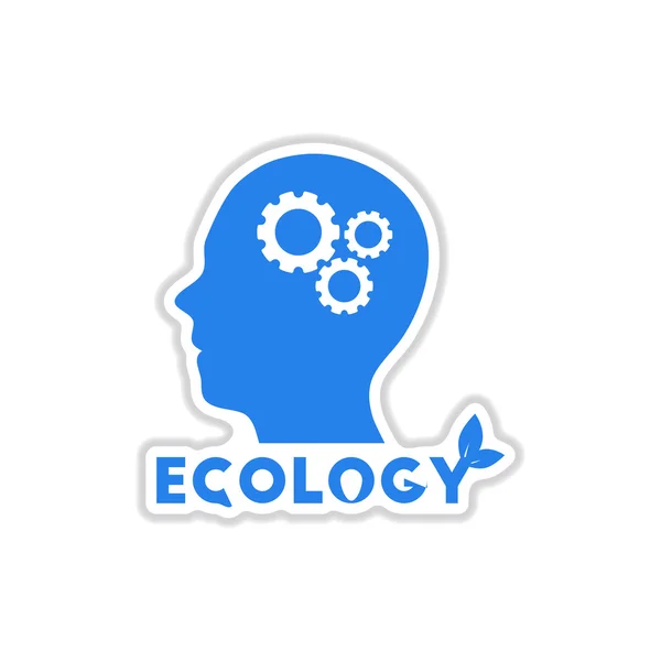 Papírový štítek na bílém pozadí symbolem ekologického myšlení — Stockový vektor