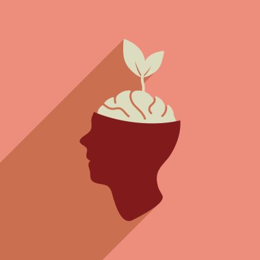 Uzun gölge Eko düşünce ile düz web simgesi