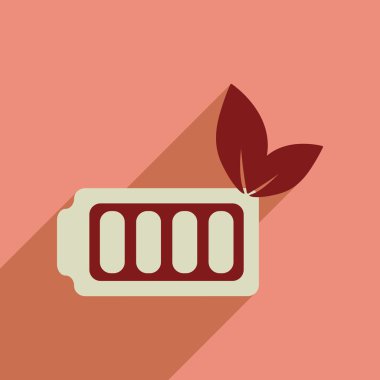 Uzun gölge Eko pil ile düz web simgesi