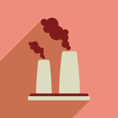 Uzun gölge boru üretim tesisi ile düz web simgesi