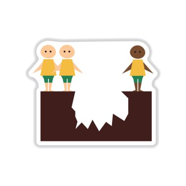 Beyaz arka plan insanlar uçurum bulunan kağıt etiket