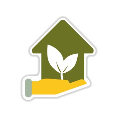 Kağıt etiket beyaz arka plan Eko ev