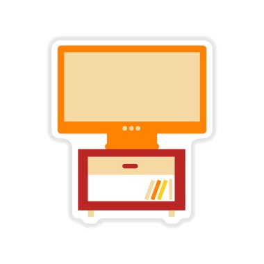 Beyaz arka plan plazma Tv bulunan kağıt etiket