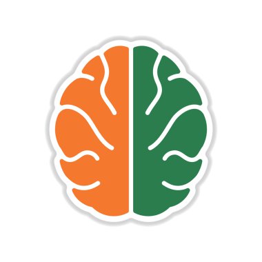 Beyaz arka plan insan beyni üzerinde kağıt etiket