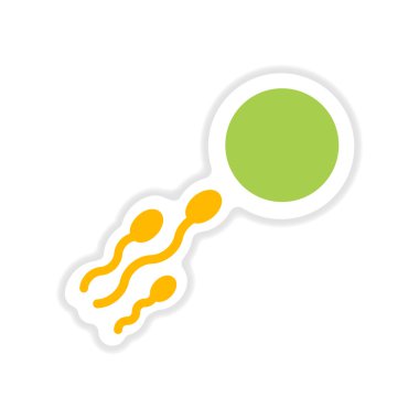 Beyaz arka plan sperm yumurta bulunan kağıt etiket