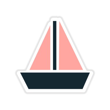 Beyaz arka plan yelkenli gemi üzerinde kağıt etiket