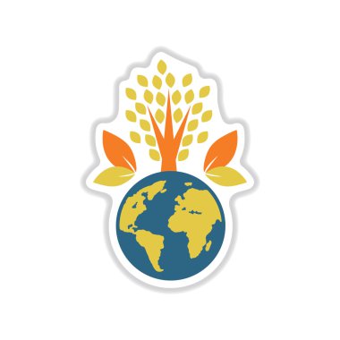 Beyaz arka plan toprak bitkiler üzerinde kağıt etiket