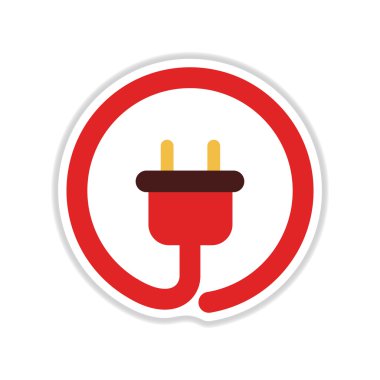 Kağıt etiket beyaz arka plan güç soketi