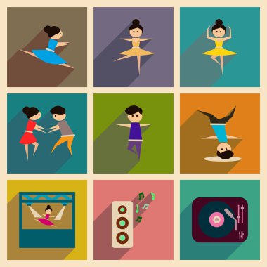 Düz kutsal kişilerin resmi ile uzun gölge dans kavramı