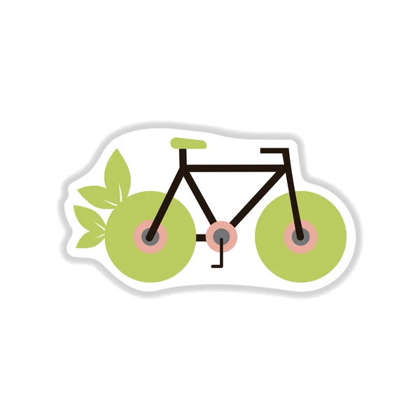 Paper sticker on white background eco bike — Stock Vector