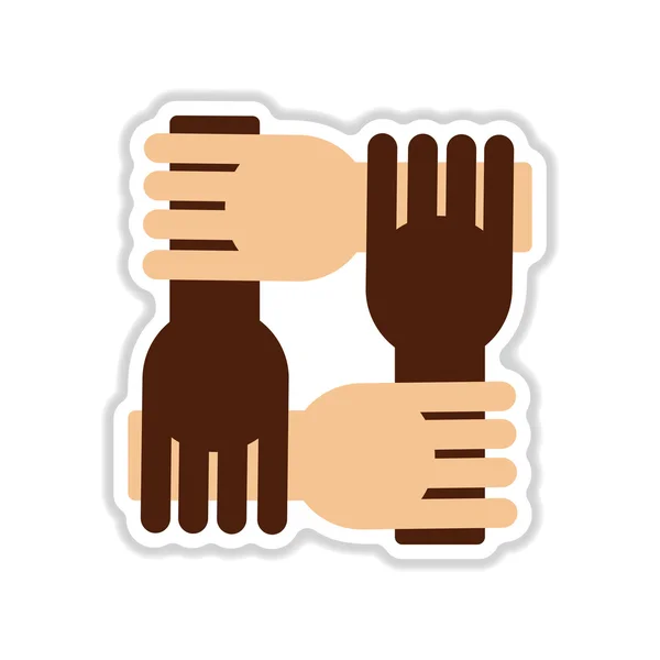 Paper sticker on white background hands — Stock Vector