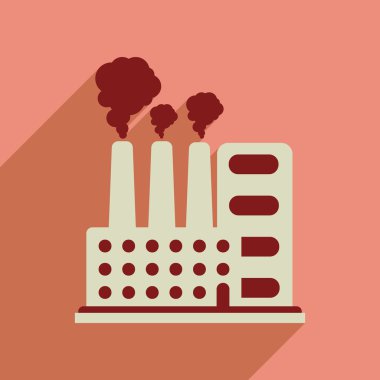 Uzun gölge fabrika düz web simgesi