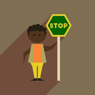 Uzun gölge dur ırkçılık ile düz web simgesi