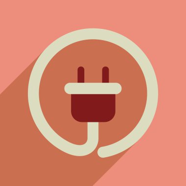 Uzun gölge güç soketi ile düz web simgesi