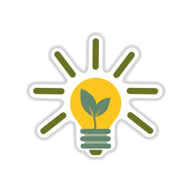 Beyaz arka plan Eko ampul üzerinde kağıt etiket