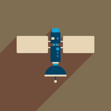 Uzun gölge uydu ile düz web simgesi