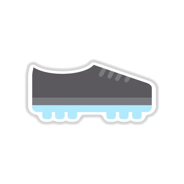 Pegatina de papel en zapatos de fútbol de fondo blanco — Vector de stock