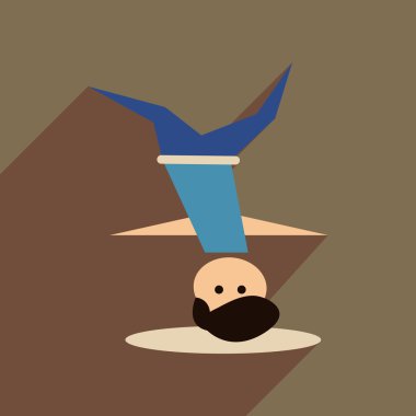 Uzun gölge erkek dansçı ile düz web simgesi