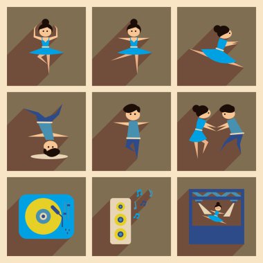 Düz kutsal kişilerin resmi ile uzun gölge dans kavramı